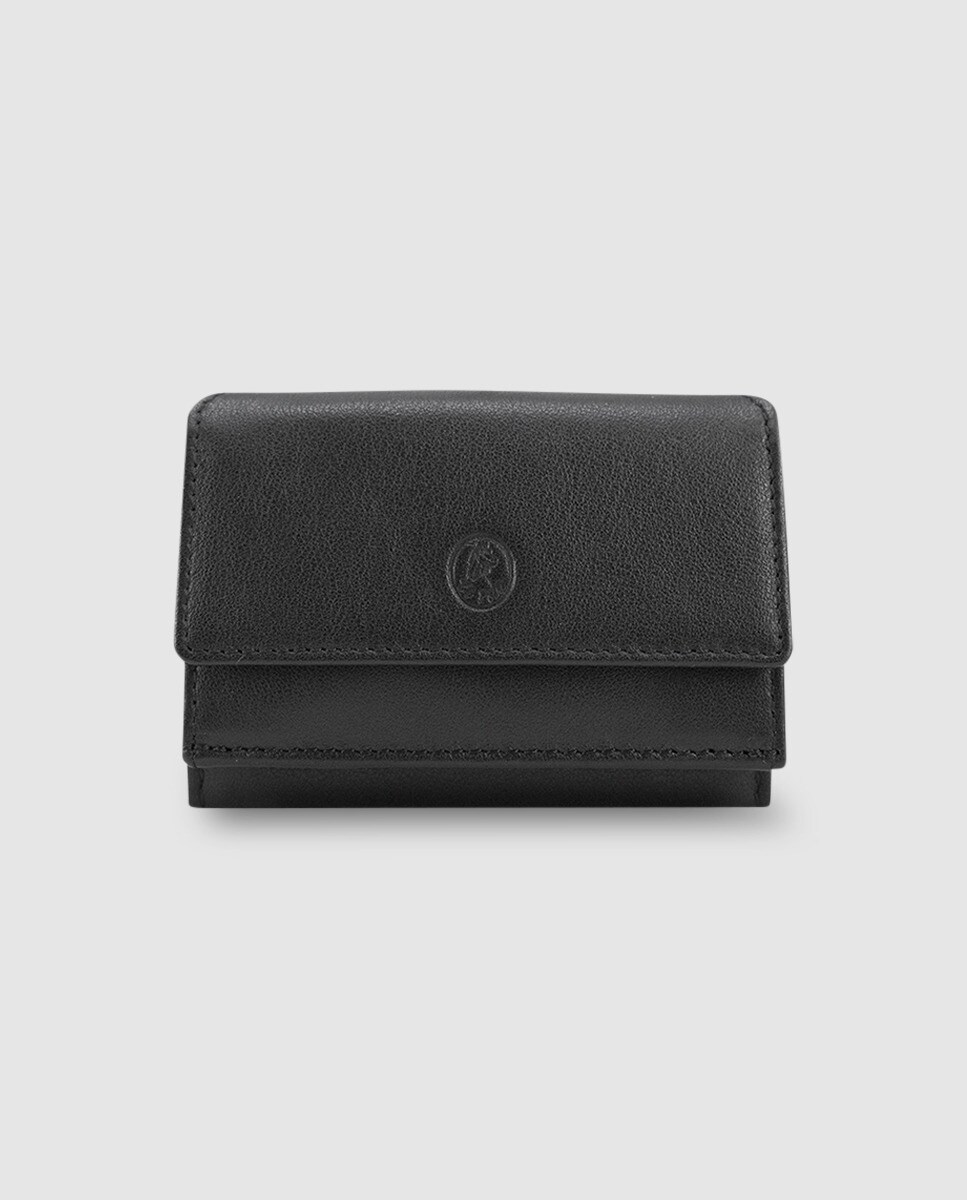 Черный кожаный кошелек с монетницей El Potro, черный черный кожаный кошелек с внешним портмоне el potro черный
