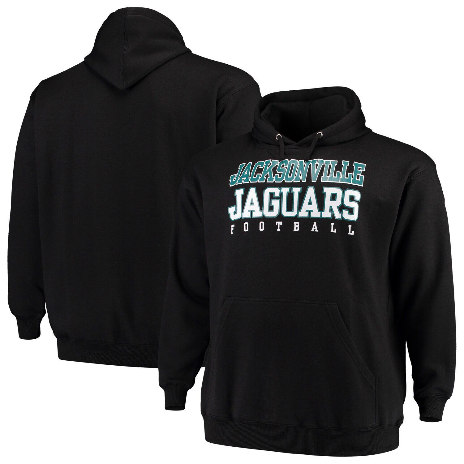 

Мужской черный пуловер с капюшоном с логотипом Jacksonville Jaguars Big & Tall Fanatics