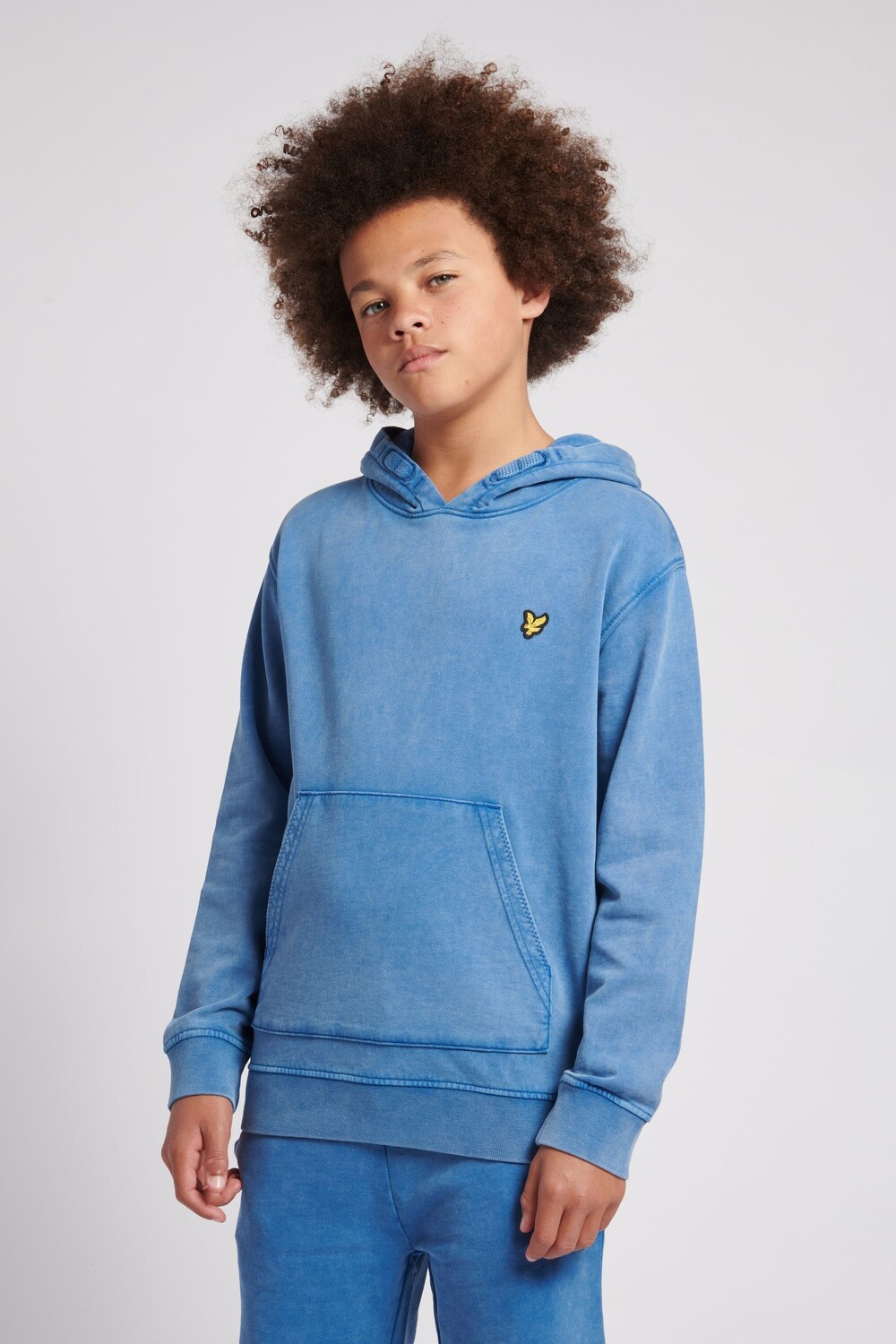 

Худи оверсайз для мальчиков синего цвета с эффектом кислотной стирки Lyle & Scott, синий