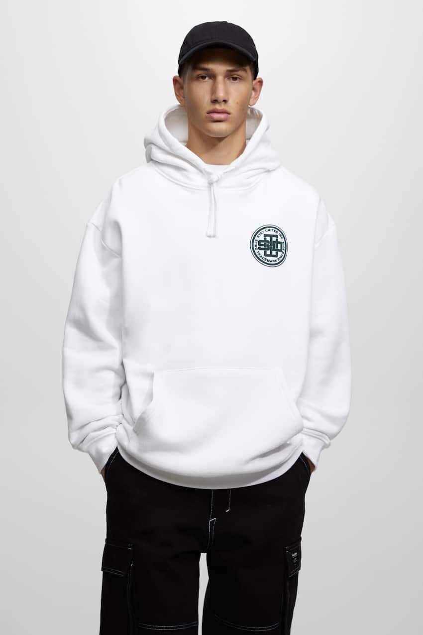 

Худи STWD с графичным принтом Pull&Bear, белый