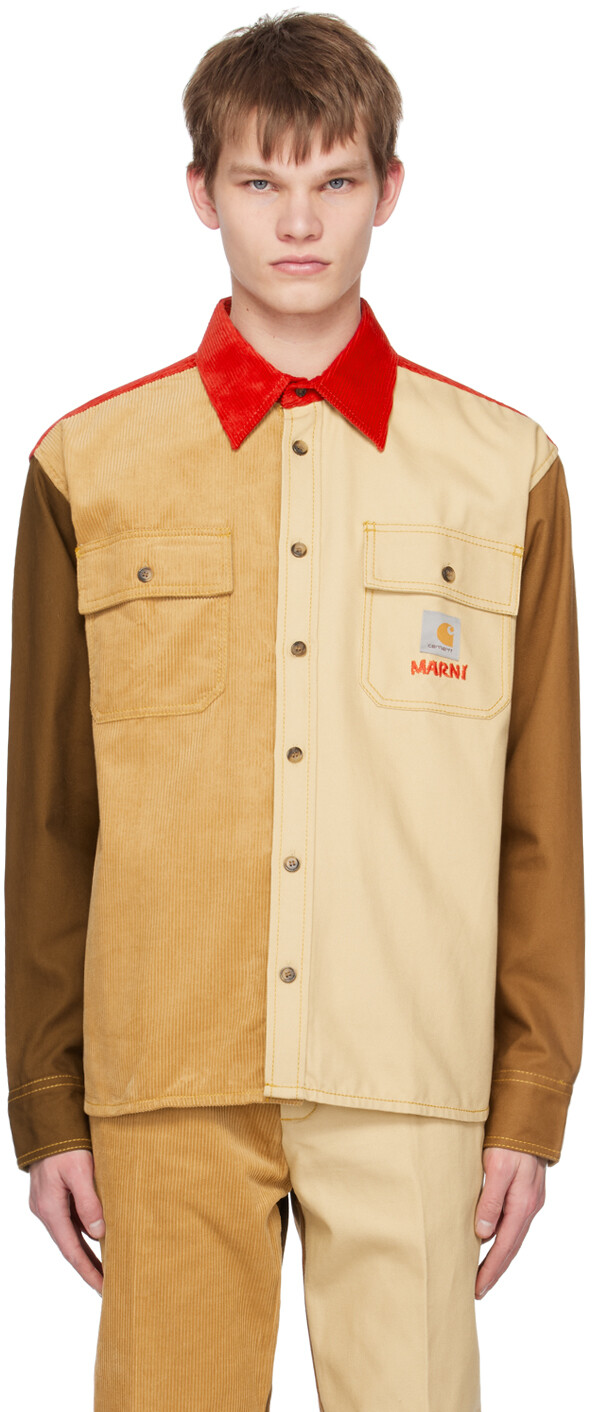 

Коричнево-красная рубашка Carhartt WIP Edition Marni