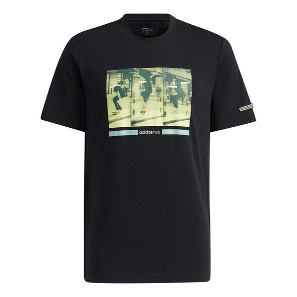

Футболка Adidas neo M Ss May Tee 1 Pattern Printing Sports Short Sleeve Black, Черный