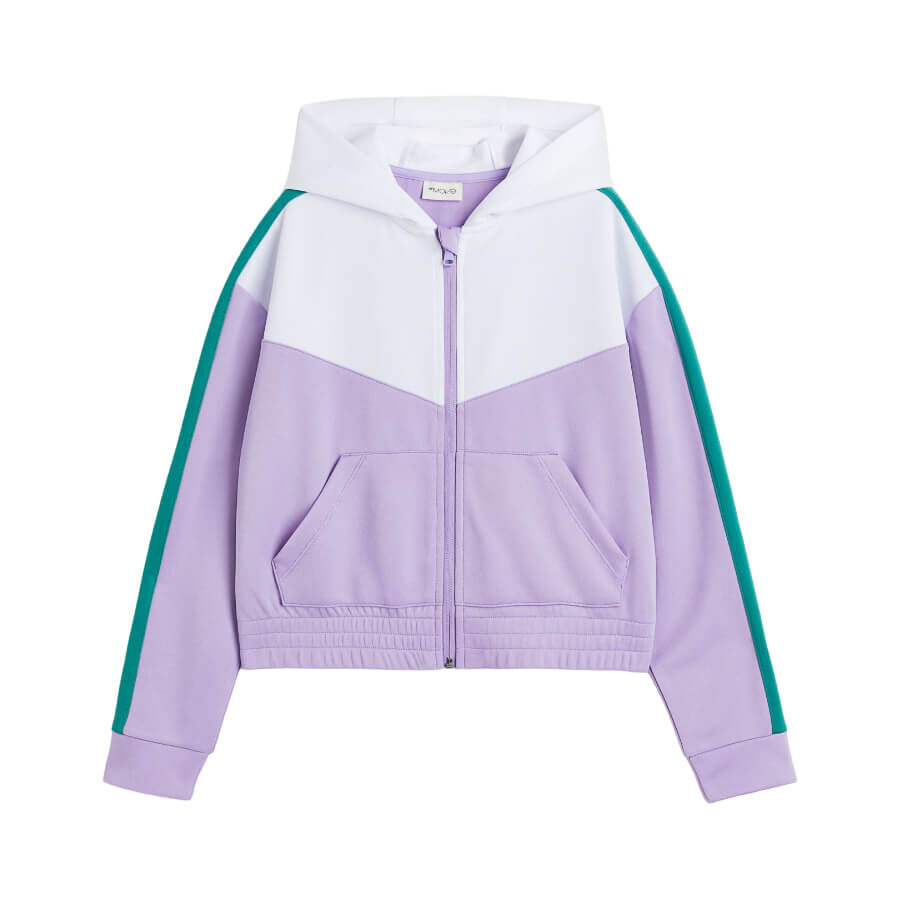 

Толстовка H&M Move Color-block Hooded Sport, фиолетовый/зеленый/белый