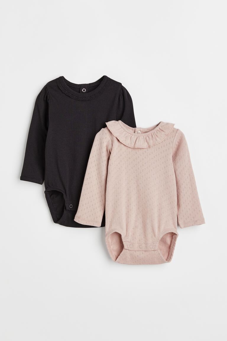 

Комплект из 2 боди с пышными рукавами H&M, черный/розовый