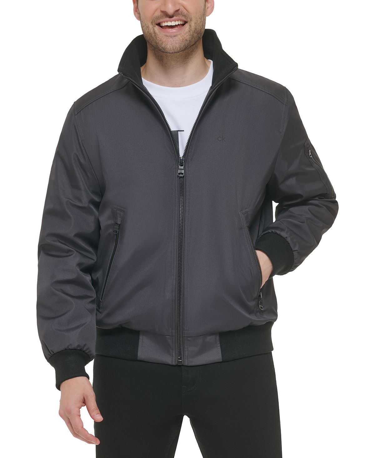Мужская классическая куртка-бомбер из рипстопа на молнии спереди Calvin Klein