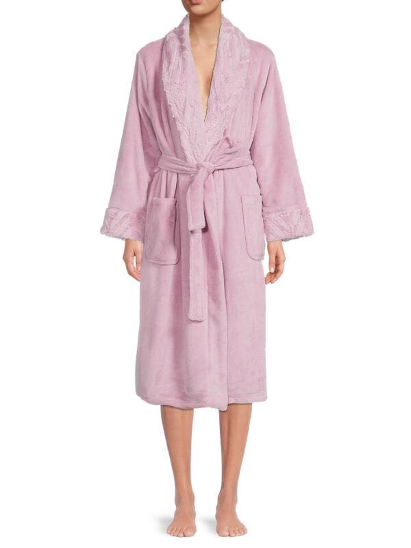 

Халат Saks Fifth Avenue с воротником - шалью и поясом, rose