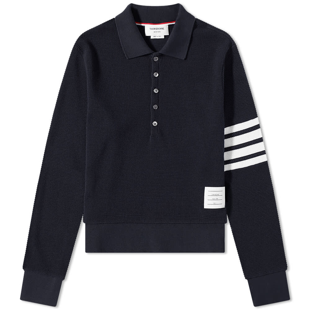 

Футболка Thom Browne Long Sleeve 4 Bar Striped Waffle Polo, Черный