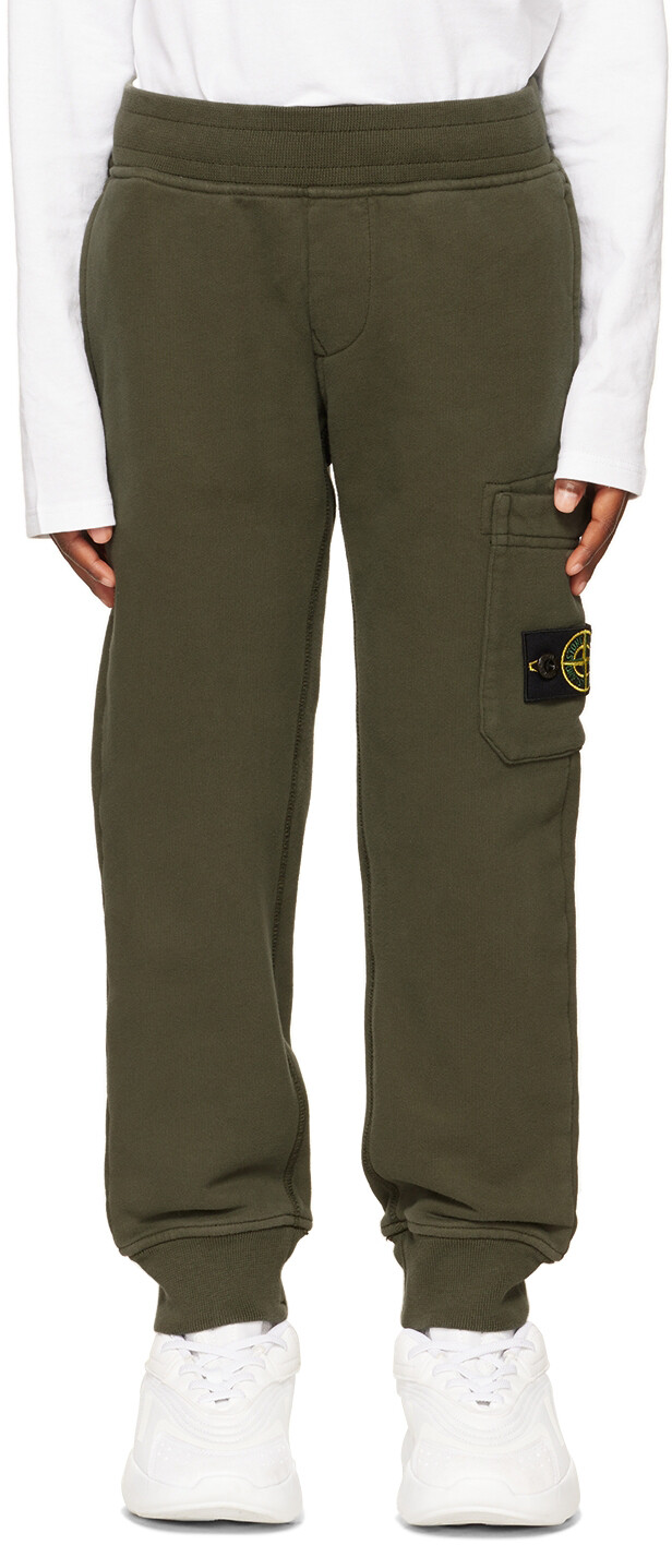 

Детские спортивные штаны цвета хаки с нашивкой Stone Island Junior