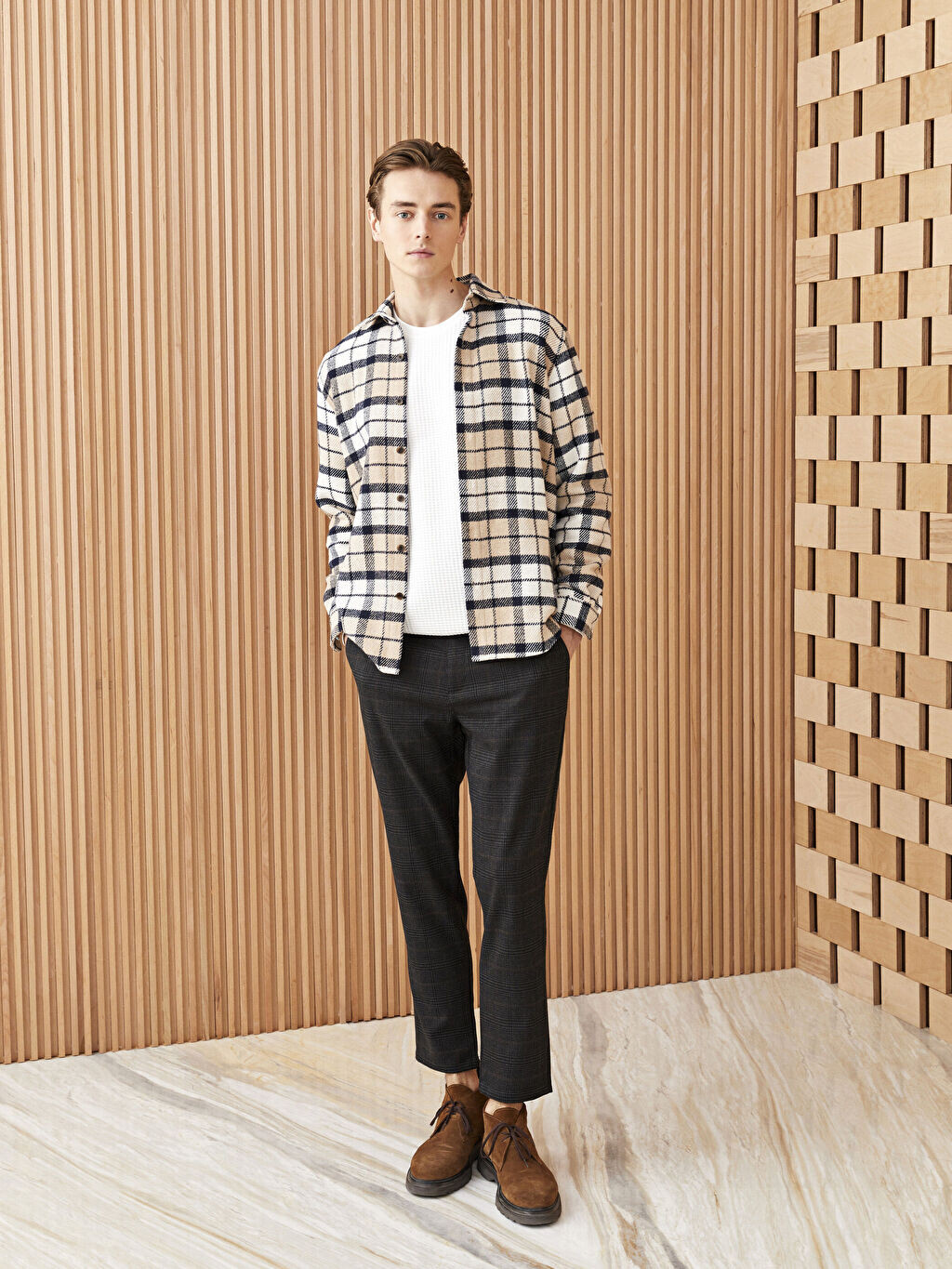 

Мужские брюки Slim Fit в клетку LCW Vision, Черный