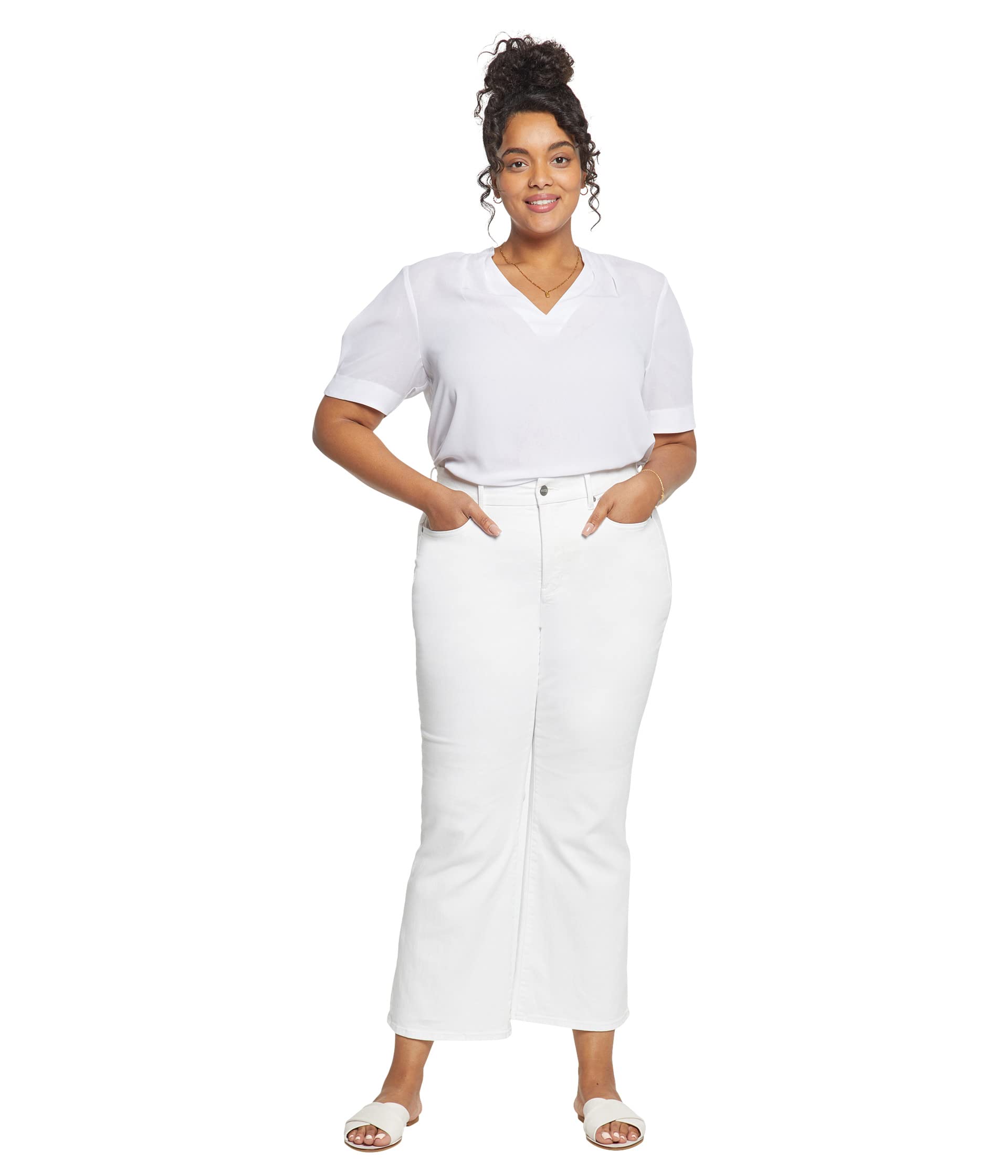 Джинсы NYDJ Plus Size, Plus Size Waist Match Relaxed Flare in Optic White