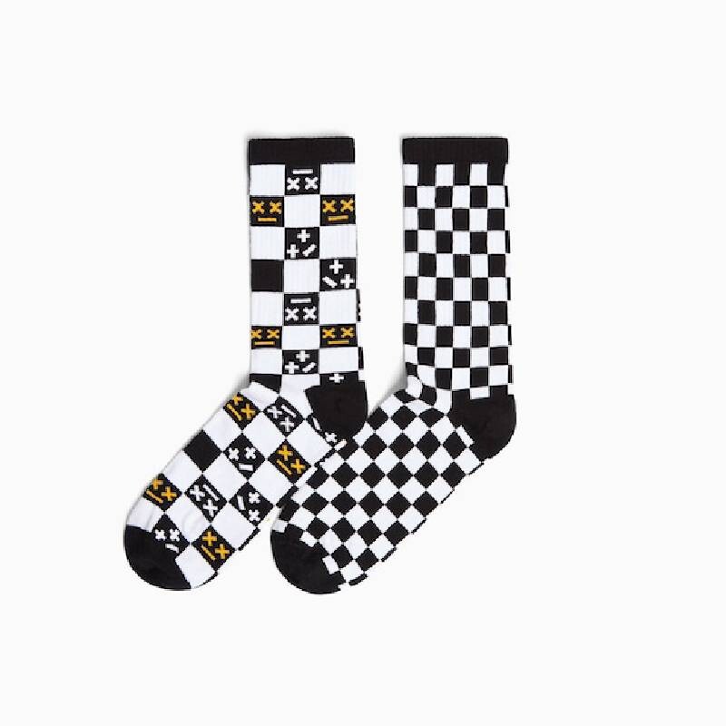 

Носки мужские Bershka 2 Pack Of Checkerboard Print, бело-черный