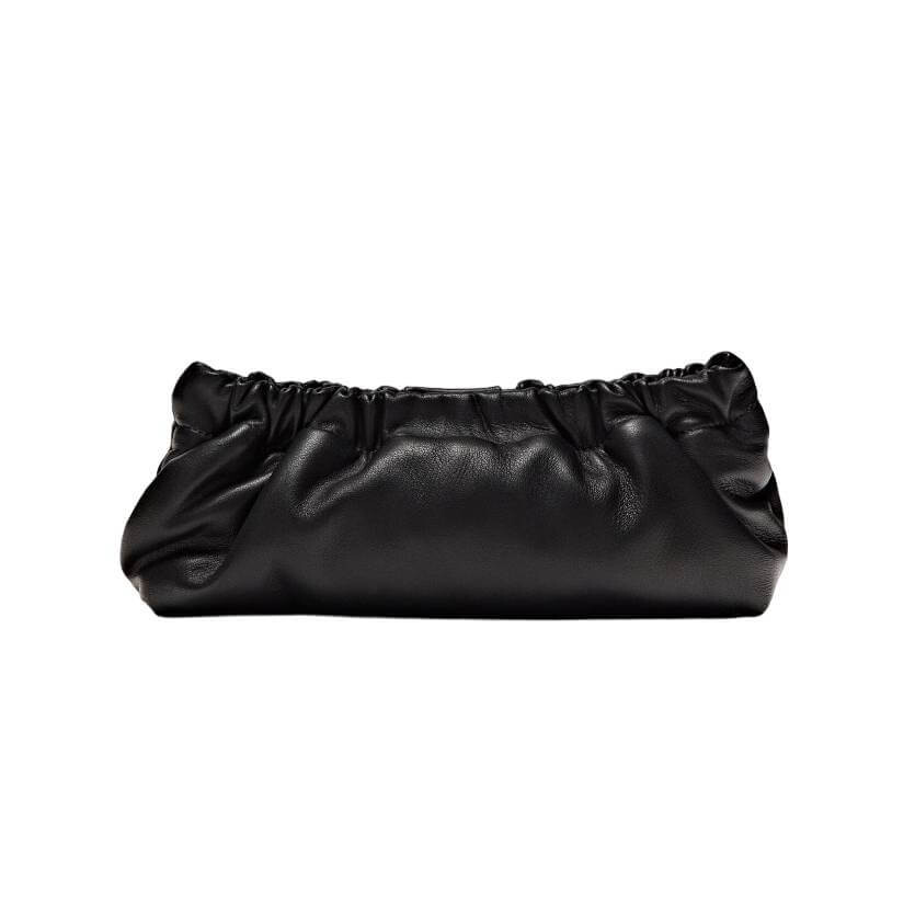 

Сумка Massimo Dutti Nappa Leather With Gathered Details, черный