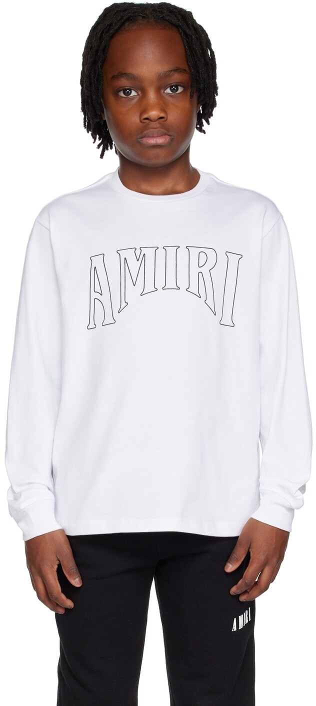 

Детская белая футболка с длинным рукавом с рисунком солнца AMIRI, Белый