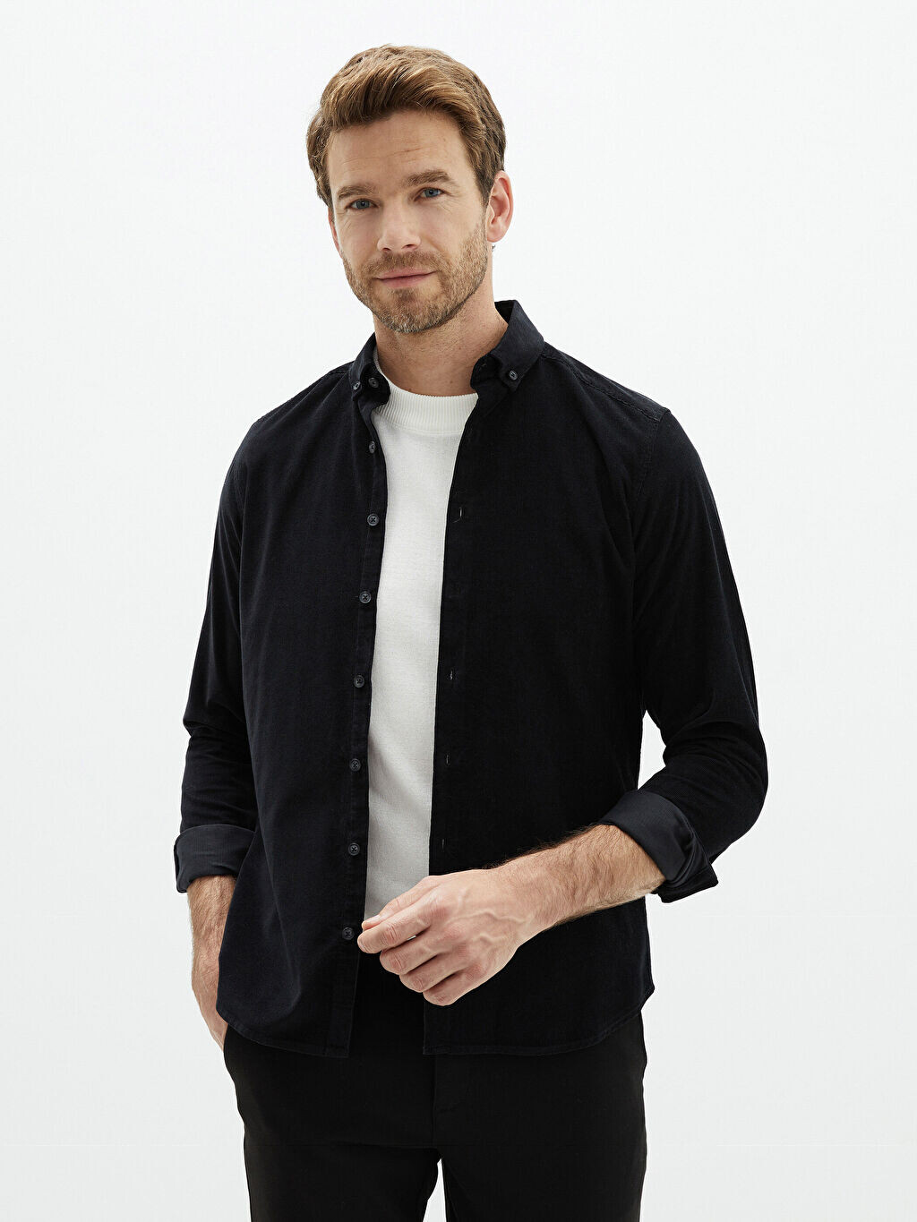 

Бархатная мужская рубашка Slim Fit LC Waikiki Basic