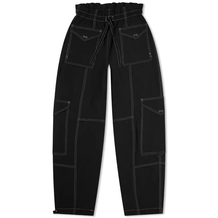 

Брюки Ganni Light Slub High Waist Pocket, черный