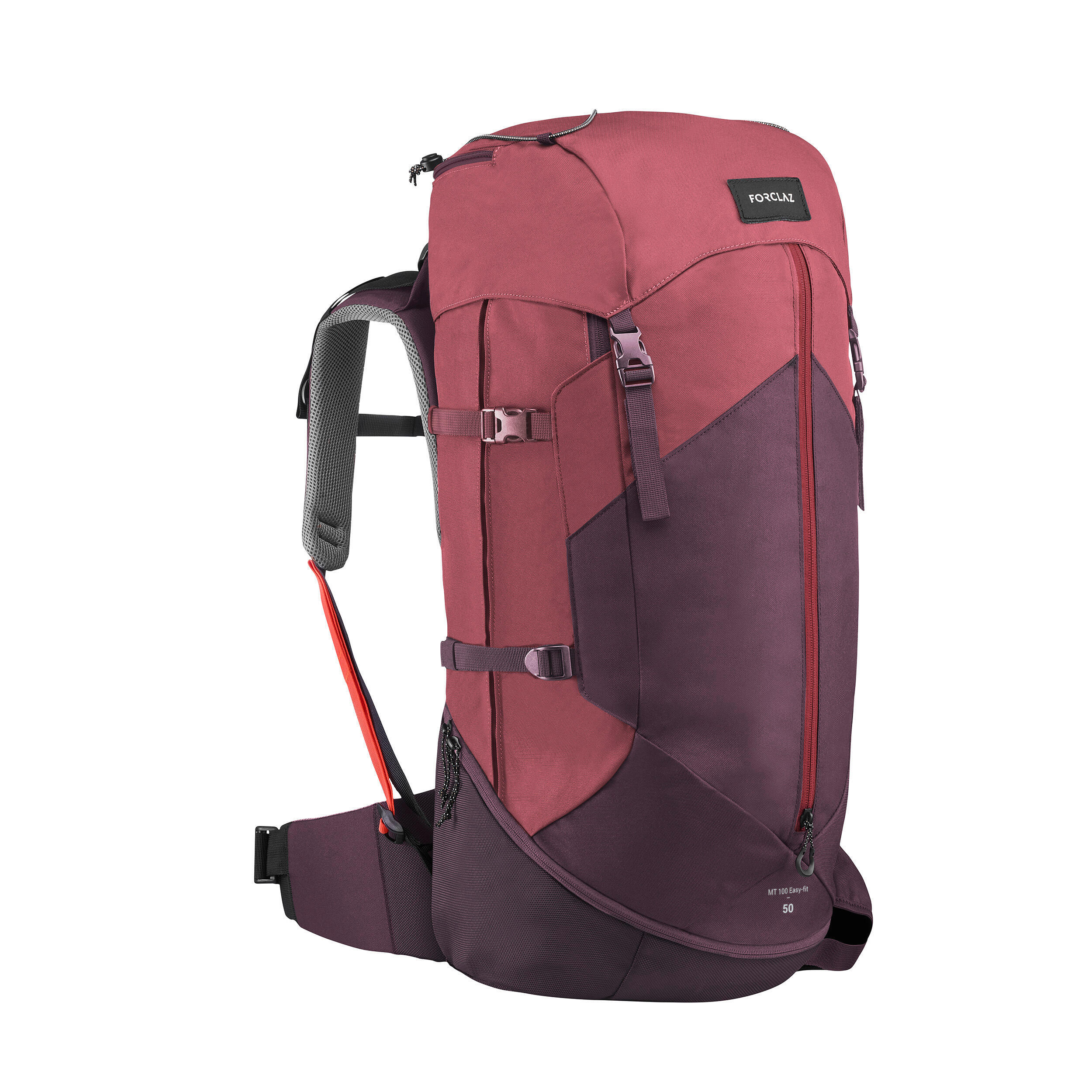 Рюкзак туристический женский 50 л Forclaz Easyfit MT100, бордо/фиолетовый женский дутый стеганный рюкзак 1232 бордо