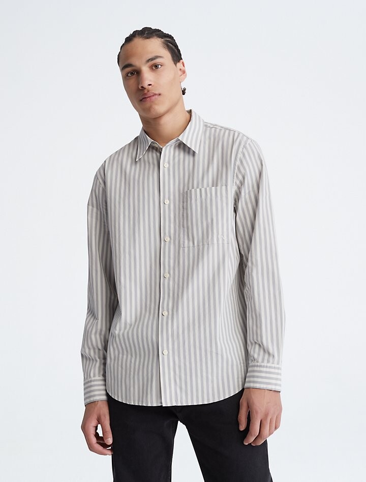 

Рубашка Calvin Klein Stripe Button-Down Easy, серый