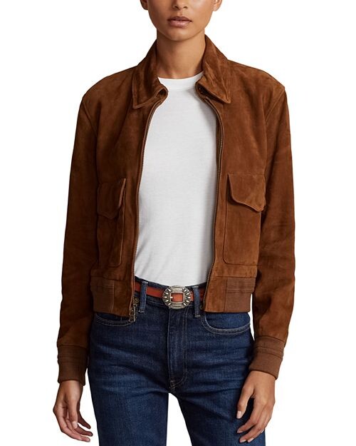 

Замшевый бомбер Lauren Ralph Lauren, цвет Brown