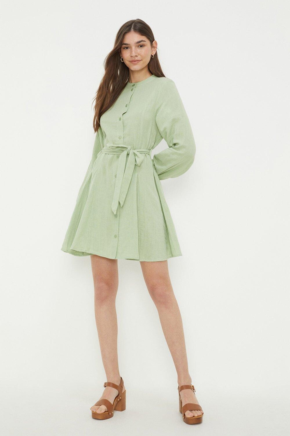 

Мини-платье-рубашка с поясом Dorothy Perkins, зеленый