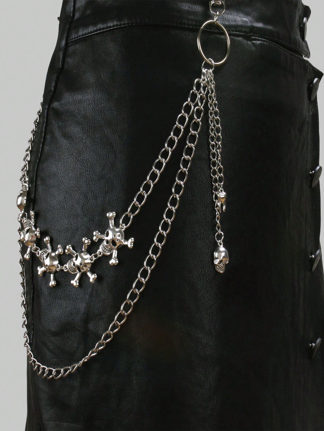 ROMWE гранж-панк 1 шт. женская многослойная цепочка для брюк с декором в виде черепа, серебро фото
