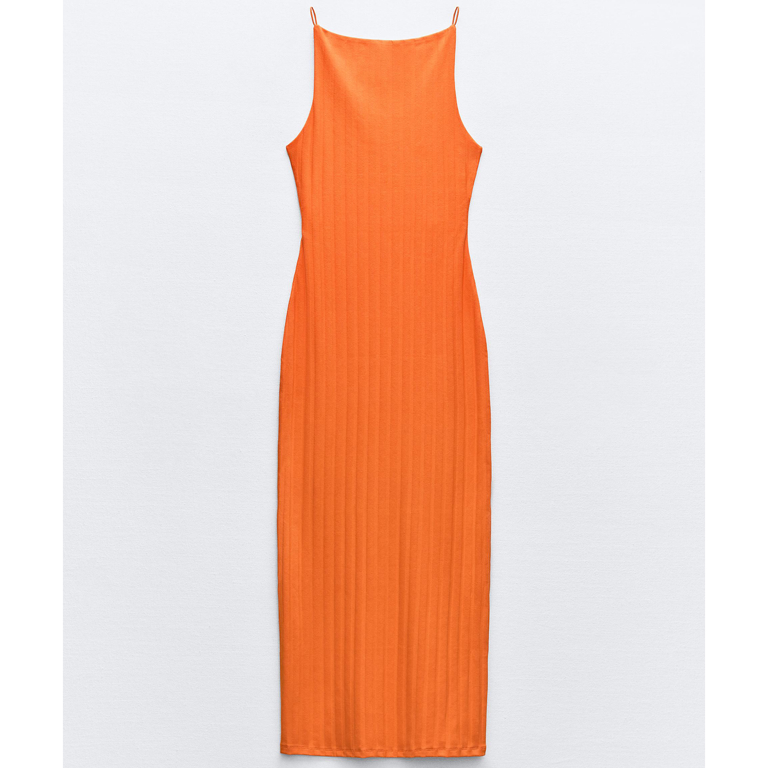 Платье Zara Ribbed Midi, оранжевый