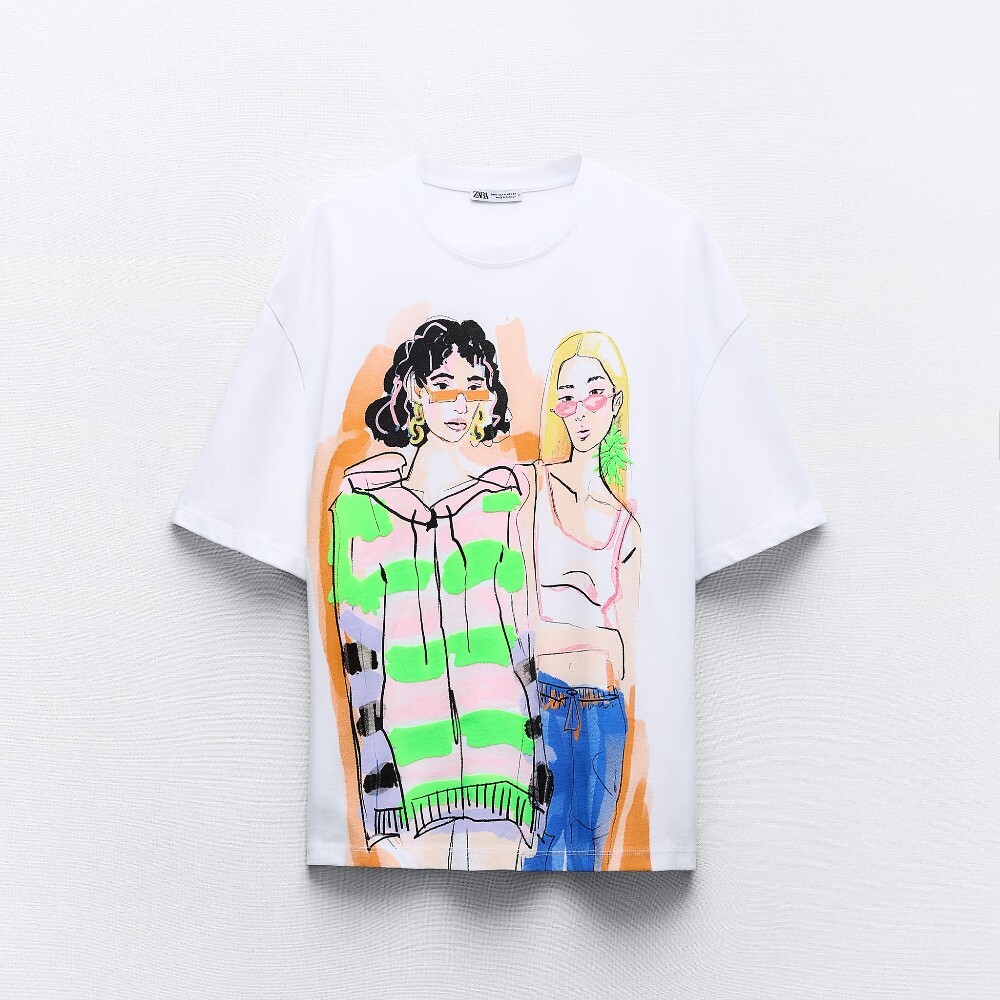 

Футболка Zara Girls’ Printed, белый