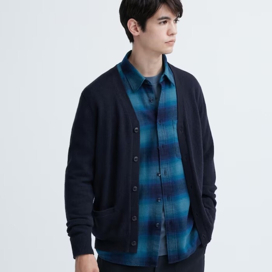 

Кардиган Uniqlo Premium Lambswool, синий