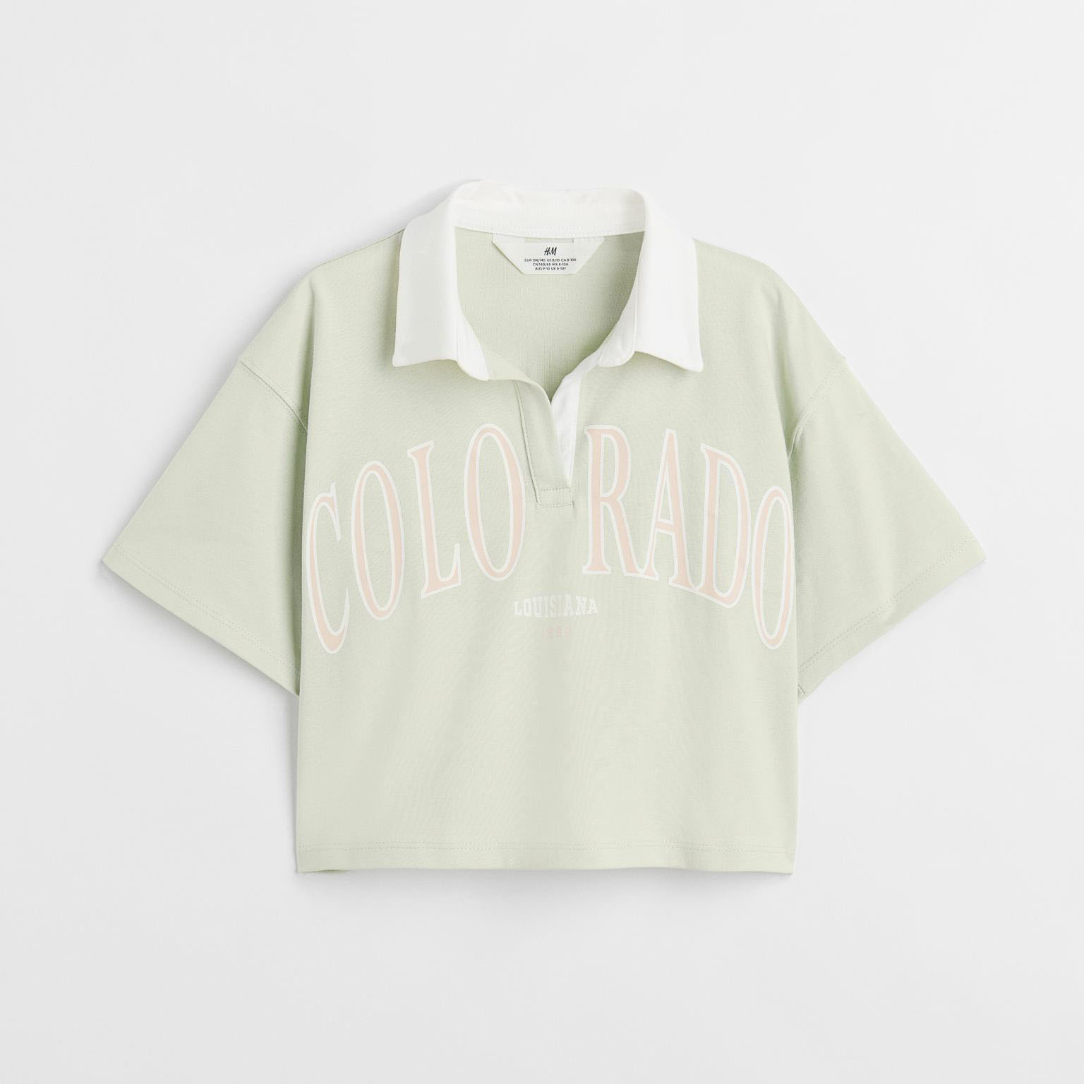 Укороченная рубашка в стиле регби H&M Colorado, светло-зеленый кардиган короткий из плотного трикотажа v образный вырез xl бежевый