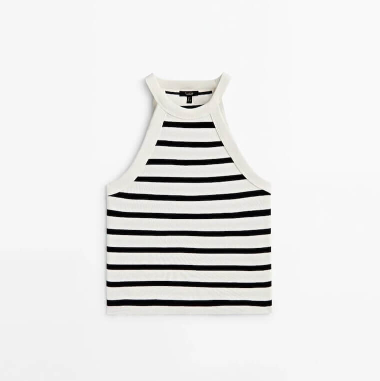 

Топ Massimo Dutti Crop Halter, светло-бежевый