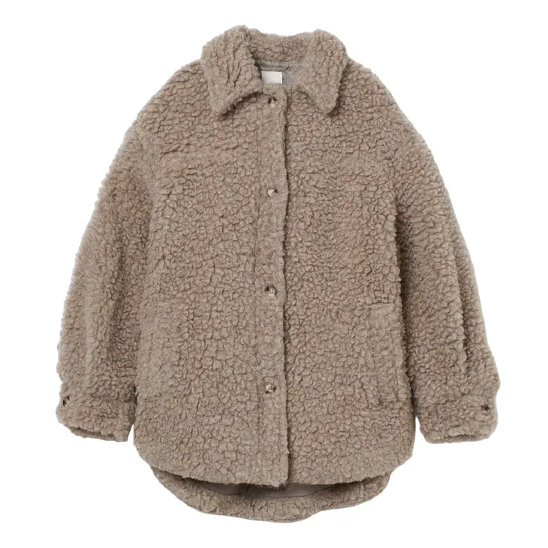 

Куртка рубашка H&M Faux Lambskin, темно-бежевый
