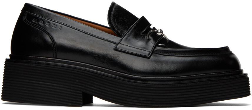 

Черные кожаные лоферы Marni