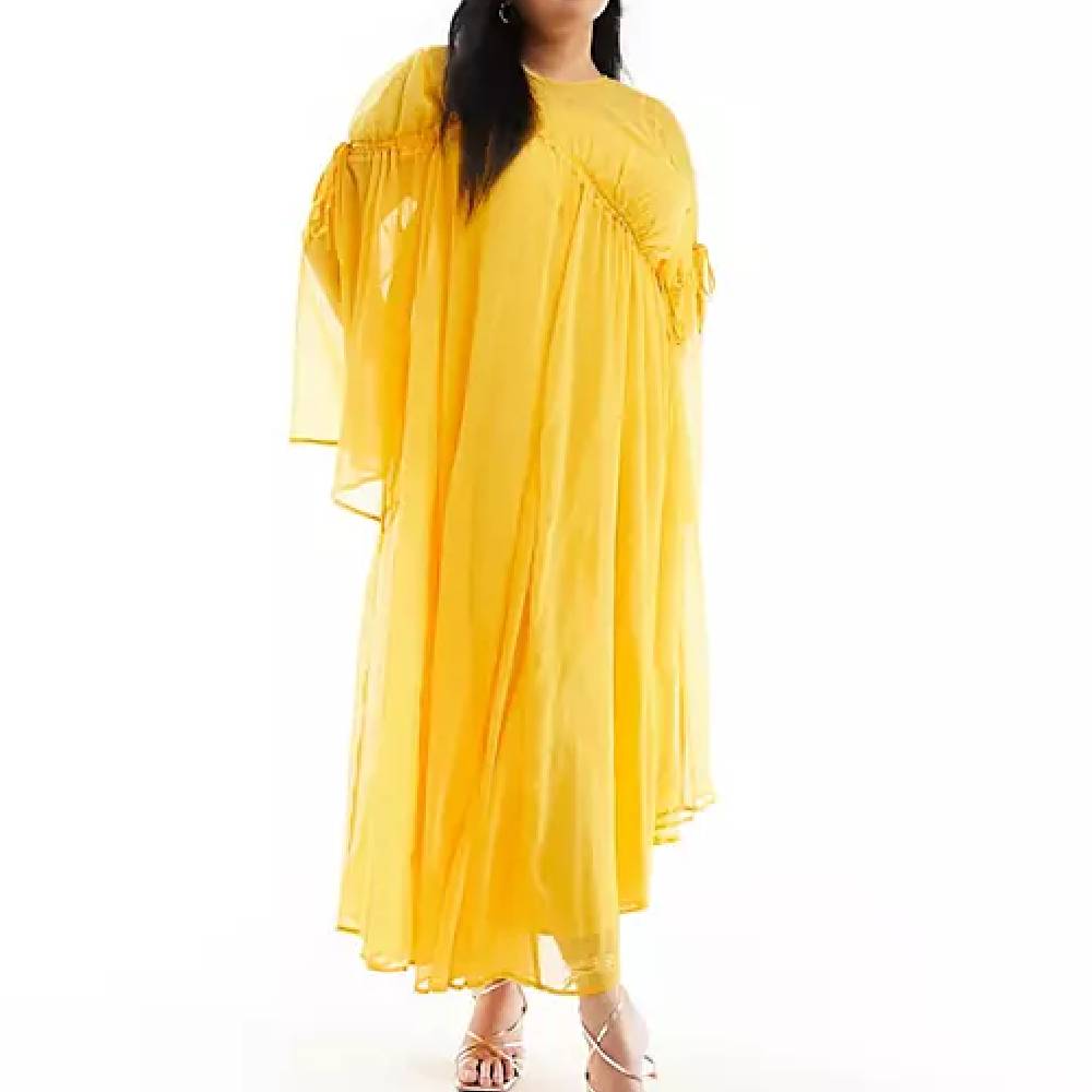 цена Платье Asos Edition Chiffon Maxi, желтый