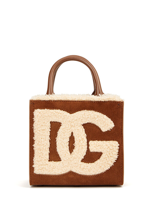 

Dg daily mini коричневая белая женская кожаная сумка Dolce&Gabbana