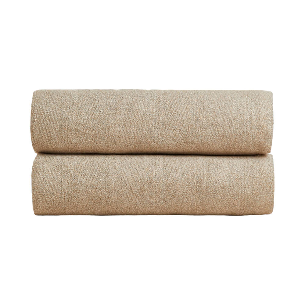 

Плед Zara Home Fringed Herringbone, песочный