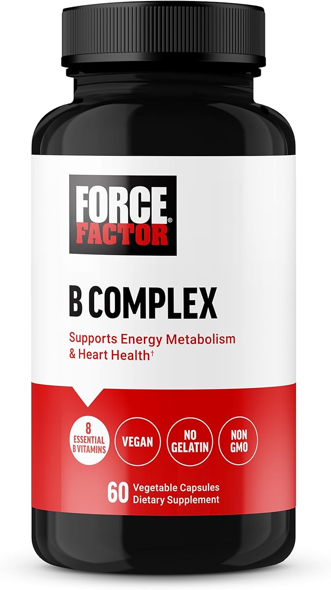 Комплекс витаминов группы B Force Factor, 60 капсул пищевая добавка vistra magnesium complex plus vitamin b1 b6