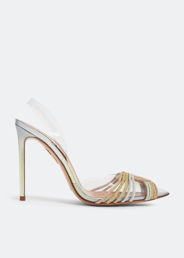 

Туфли AQUAZZURA Gatsby sling 105 pumps, металлик
