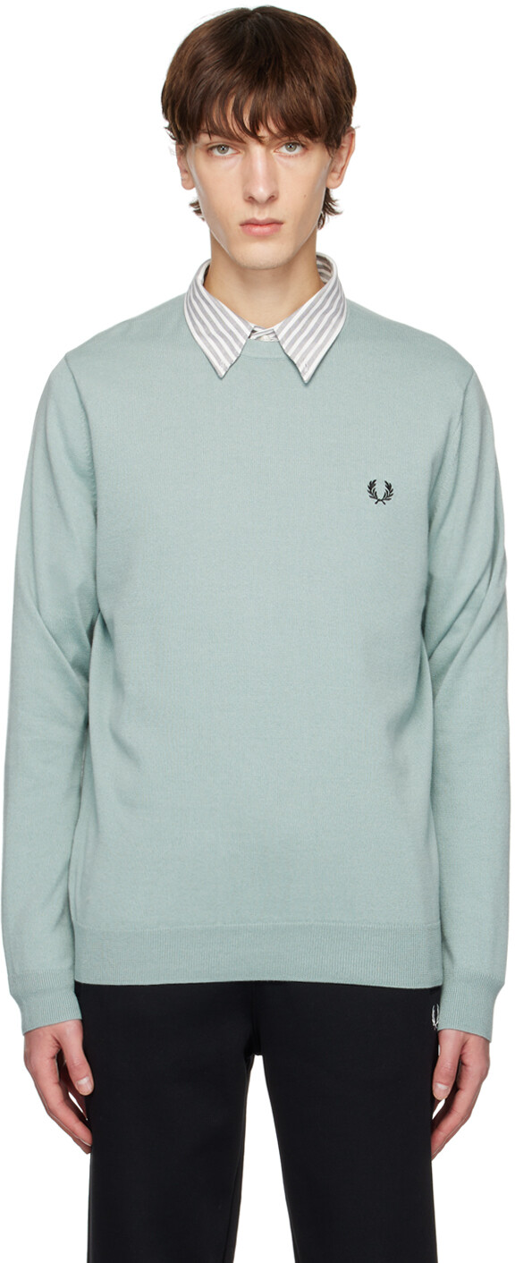 

Синий классический свитер с круглым вырезом Fred Perry