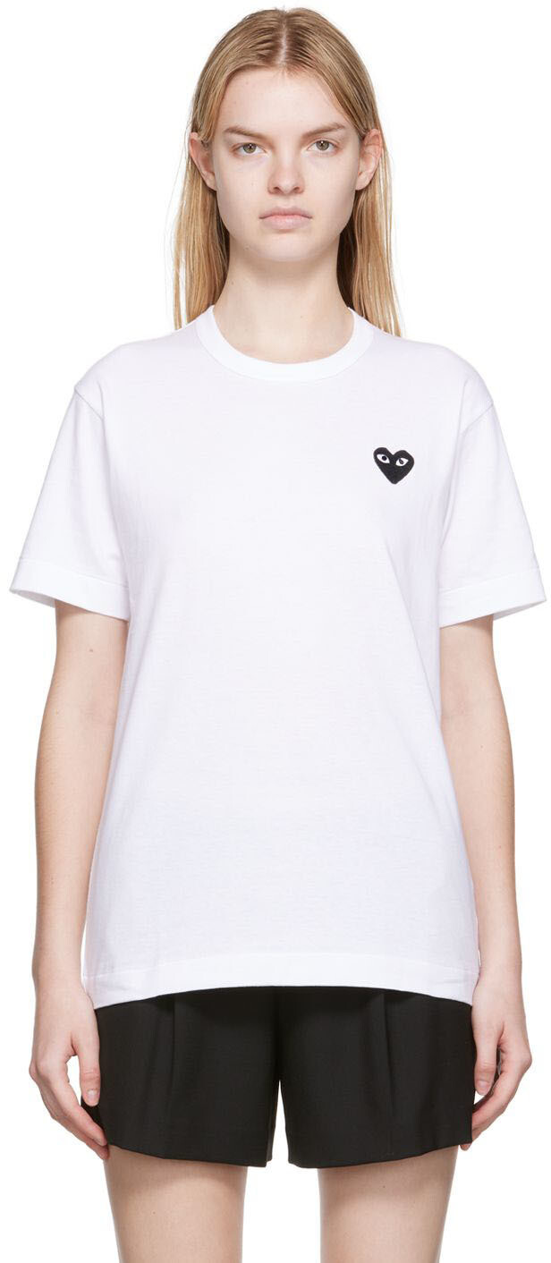 

Белая футболка с нашивкой в ​​виде сердца Comme des Garçons Play