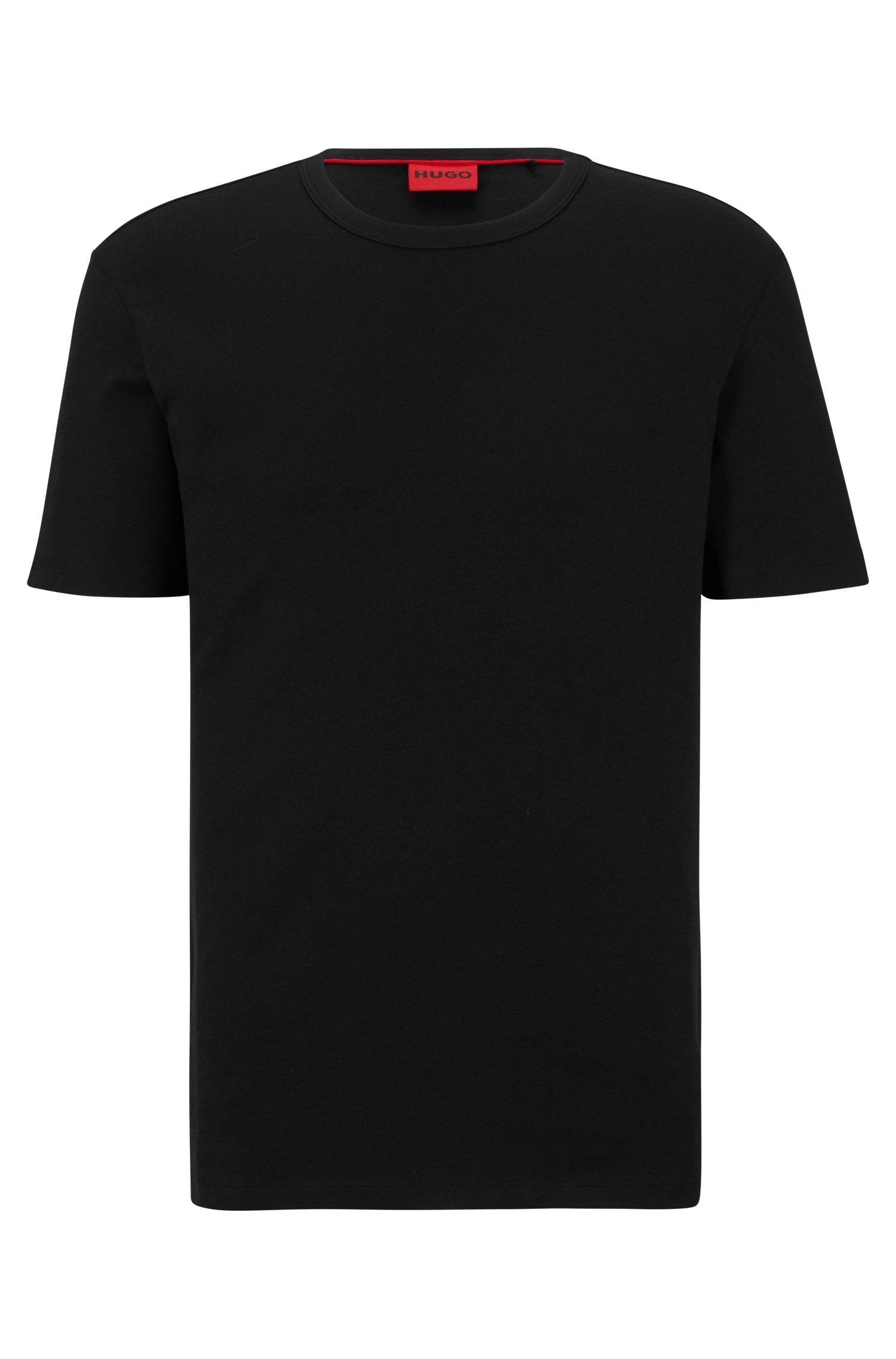 цена Футболка Hugo Pima-cotton Regular-fit With Contrast Logo, чёрный