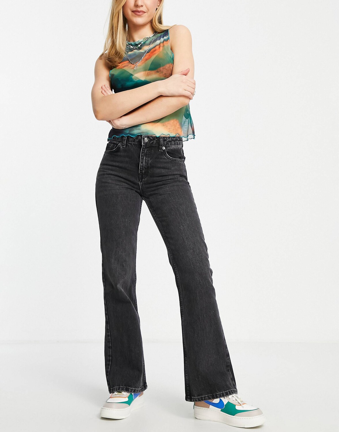 

Черные расклешенные джинсы Topshop 90-х