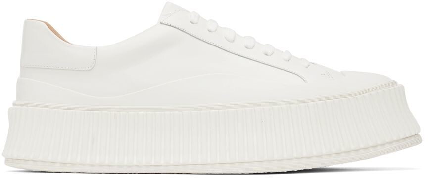 

Белые кожаные низкие кеды на платформе Jil Sander, Белый