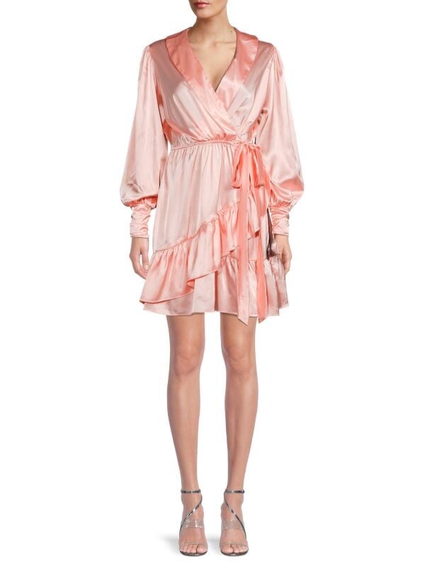 

Атласное платье с искусственным запахом The fashion poet Light pink