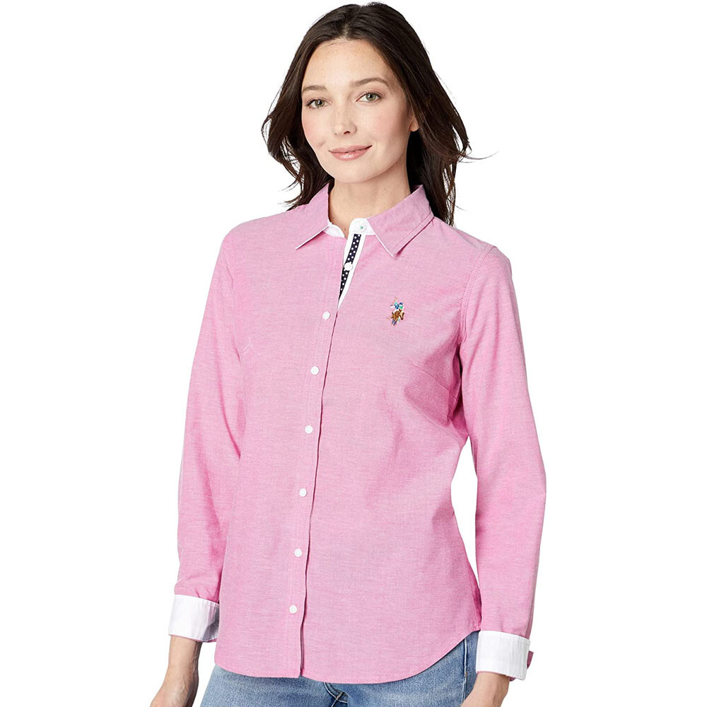 

Рубашка U.S. Polo Assn. Long Sleeve Solid Stretch Oxford Woven, розовый