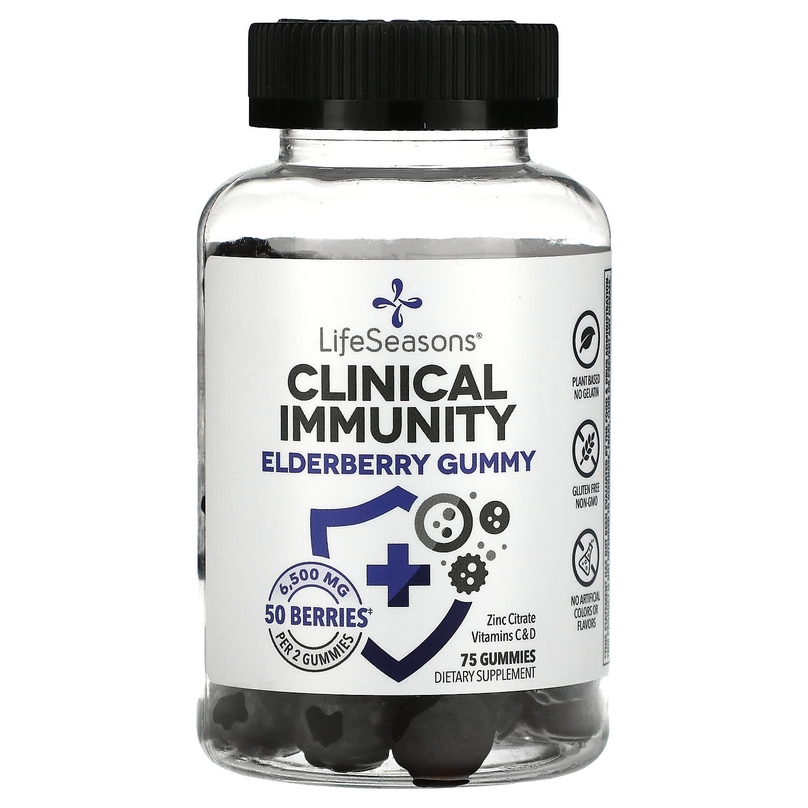 Clinical Immunity, жевательные таблетки с бузиной, 3250 мг, 75 жевательных таблеток LifeSeasons цена и фото