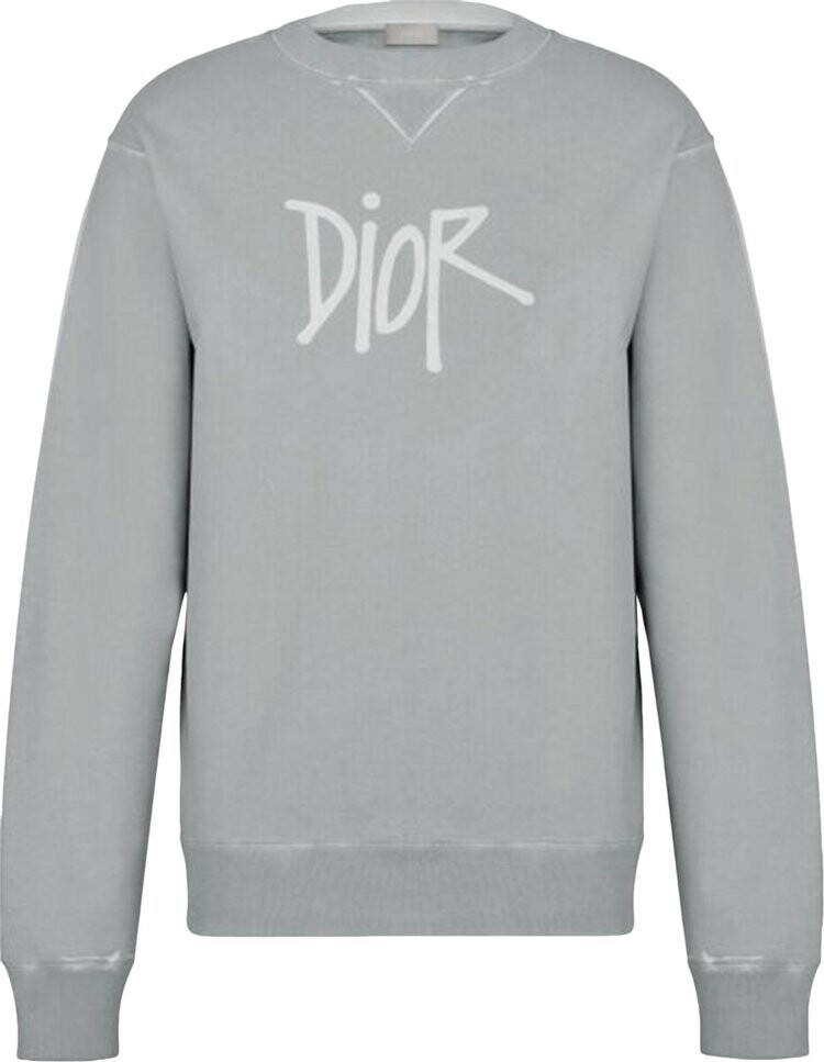 

Толстовка Dior x Shawn Stussy Bee Garment-Dyed Sweatshirt 'Grey', серый