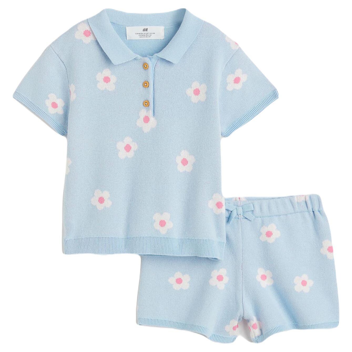 

Комплект одежды H&M Cotton Flowers, 2 предмета, светло-голубой