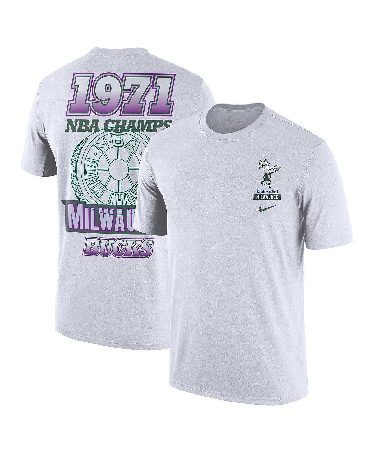 

Мужская белая футболка milwaukee bucks 2021/22 city edition courtside heavyweight moments story Nike, белый