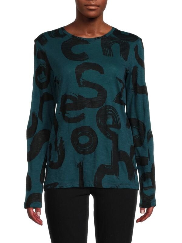 

Полосатая футболка с цветочным принтом Proenza Schouler Teal black