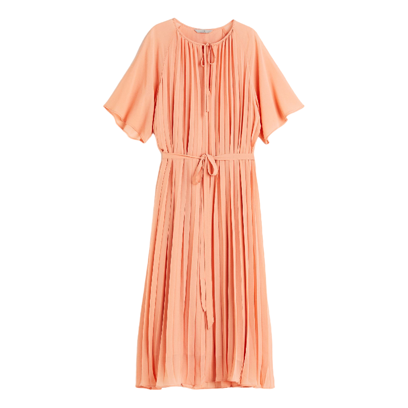 Платье H&M Pleated, светло-оранжевый