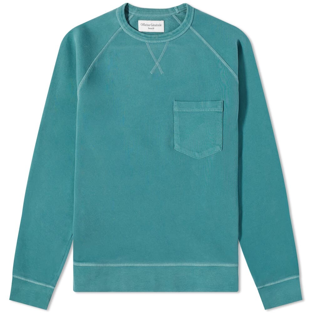 

Толстовка Officine Générale Chris Pigment Dyed Crew Sweat, Синий